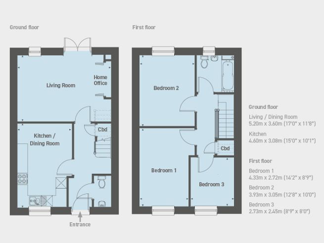 Floor plan 3 bedroom house - artist's impression subject to change